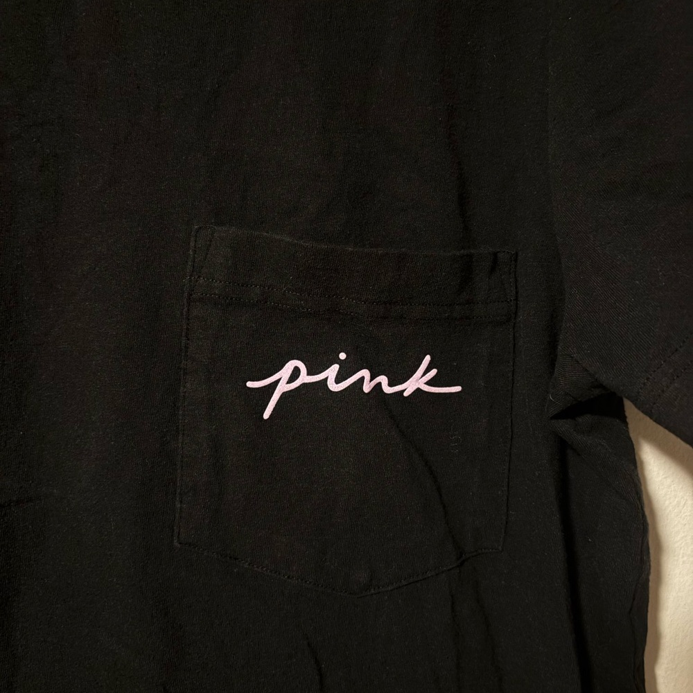 Victoria's Secret Pink Palm Tree Glitter Campus Tee Large - Picture 3 of 5